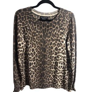 WOOL Banana Republic Leopard Print Fancy Cuff Sweater